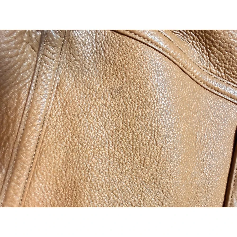 Tory Burch Amanda Classic Tote Bag Womens Large Tan Pebbled Leather